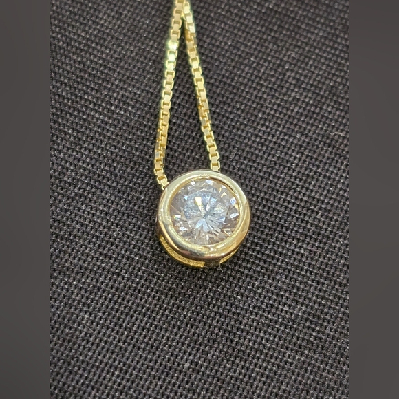 Isabella M 14K Gold Plated Sterling Silver Cubic Zirconia Pendant 16 +2 - Picture 6 of 7